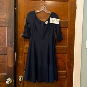 Navy Blue Unique Vintage Swing dress